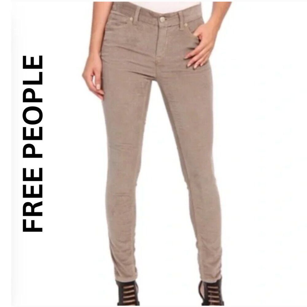 Waist 29 Size 8 Free People Tan Corduroy Skinny Ankle Jeans NWOT Fall Winter